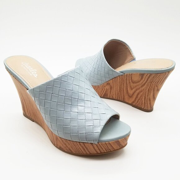 Charles By Charles David Launder Wedge Sandals Weave Textured Size 6M Light Blue - Picture 16 of 16